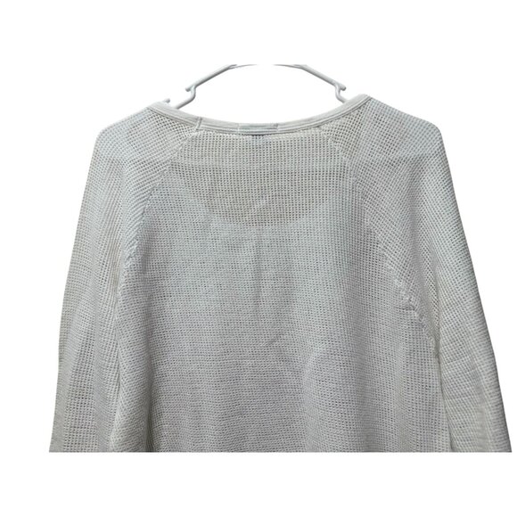 James Perse Open Knit Pullover Sweater Top Women 3 Large White Cotton Beach Boho - Picture 8 of 11